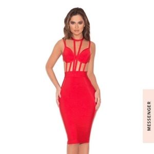 House of CB Noella Red Bandage Dress Medium